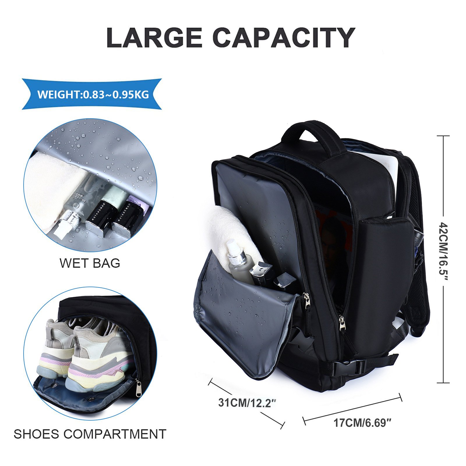 Travel Backpack Women's Large Capacity Multifunctional Backpack Boys' Schoolbag Travel Bag Luggage Bag - Image 2