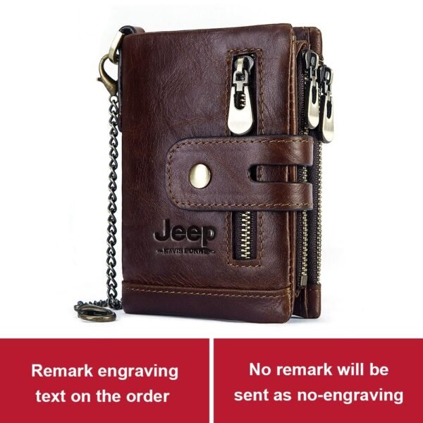 100% Leather Men Wallet Coin Purse Small Mini Card Holder Chain PORTFOLIO Portomonee Male Walet Pocket - Image 5