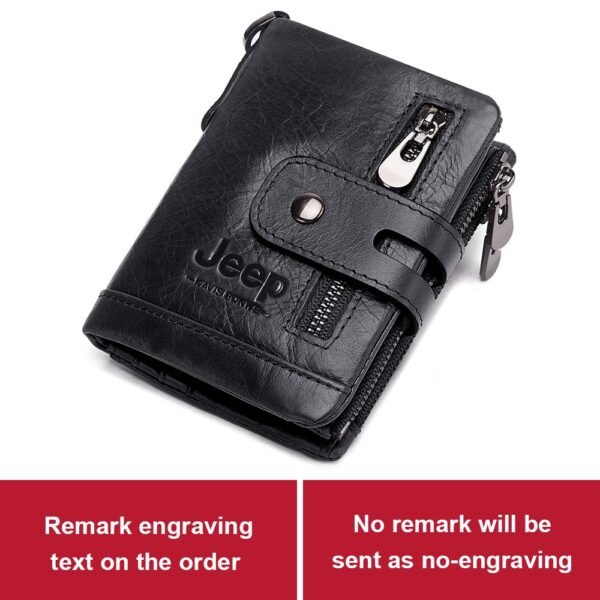 100% Leather Men Wallet Coin Purse Small Mini Card Holder Chain PORTFOLIO Portomonee Male Walet Pocket - Image 3