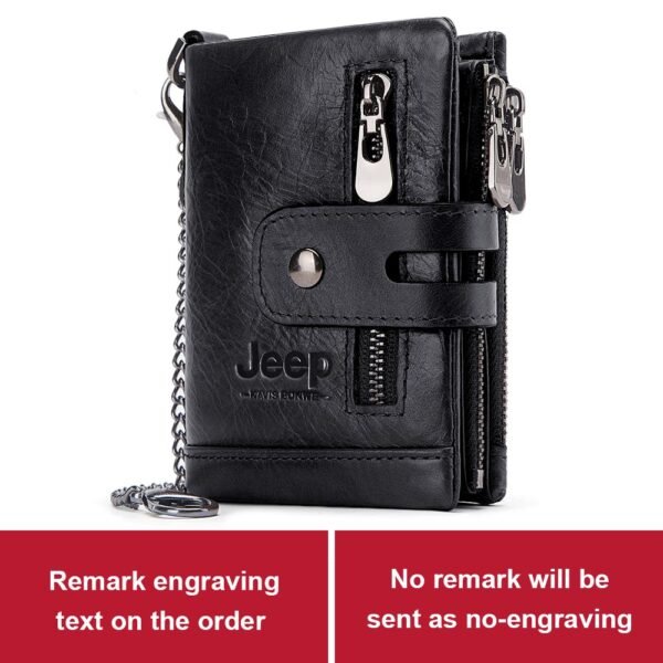 100% Leather Men Wallet Coin Purse Small Mini Card Holder Chain PORTFOLIO Portomonee Male Walet Pocket - Image 4