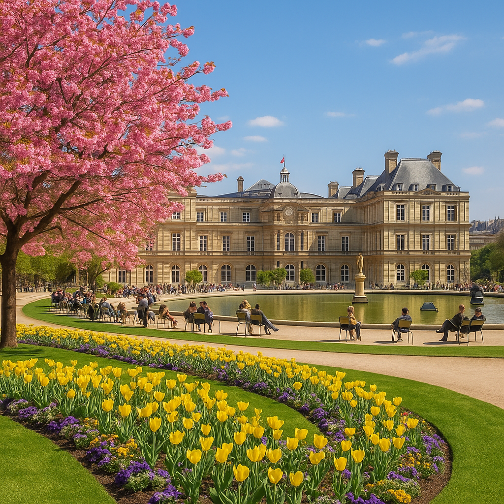 Springtime in Paris – cherry blossoms with Eiffel Tower view