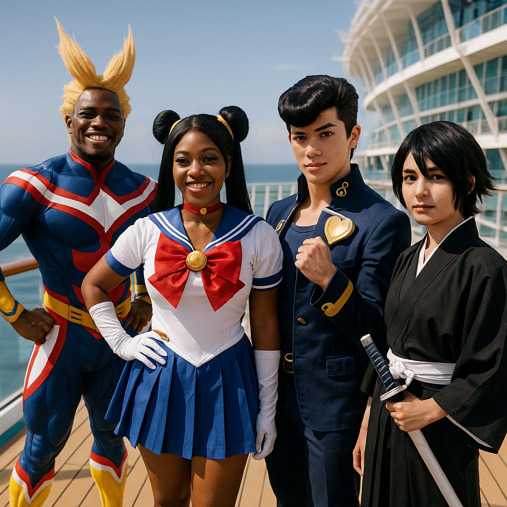 Cosplay deck group (Goku/Sailor/Nezuko/Luffy)