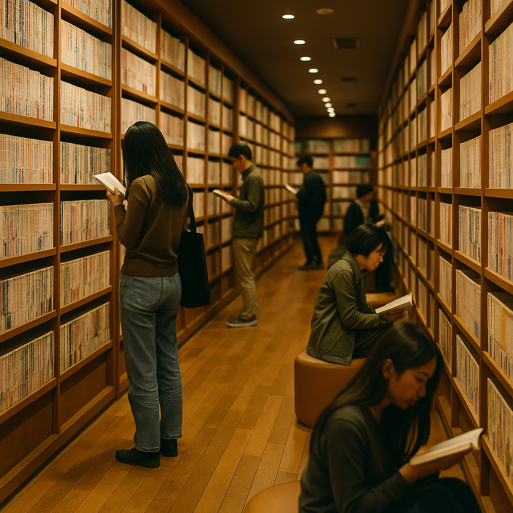 Bookshelves at the Kyoto International Manga Museum