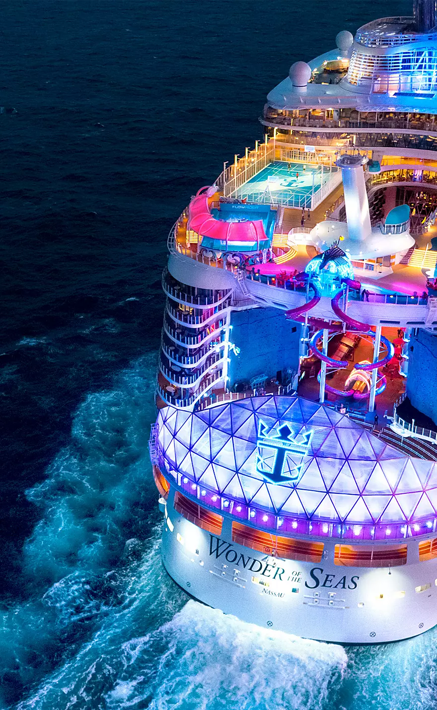 Wonder of the Seas at night